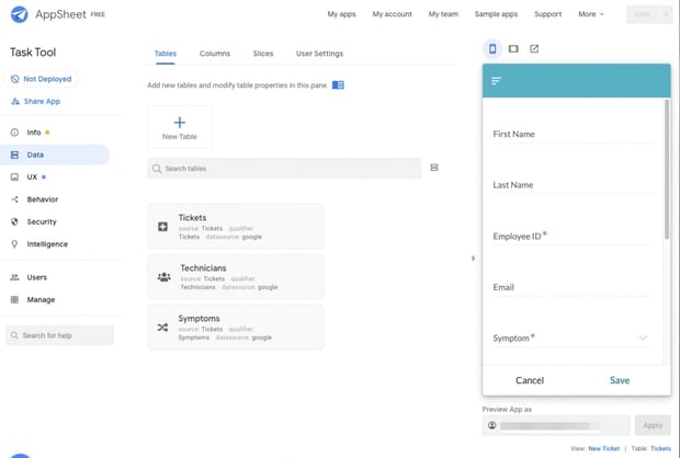 AppSheet で社内アプリを作成しよう（サンプルから作る編）